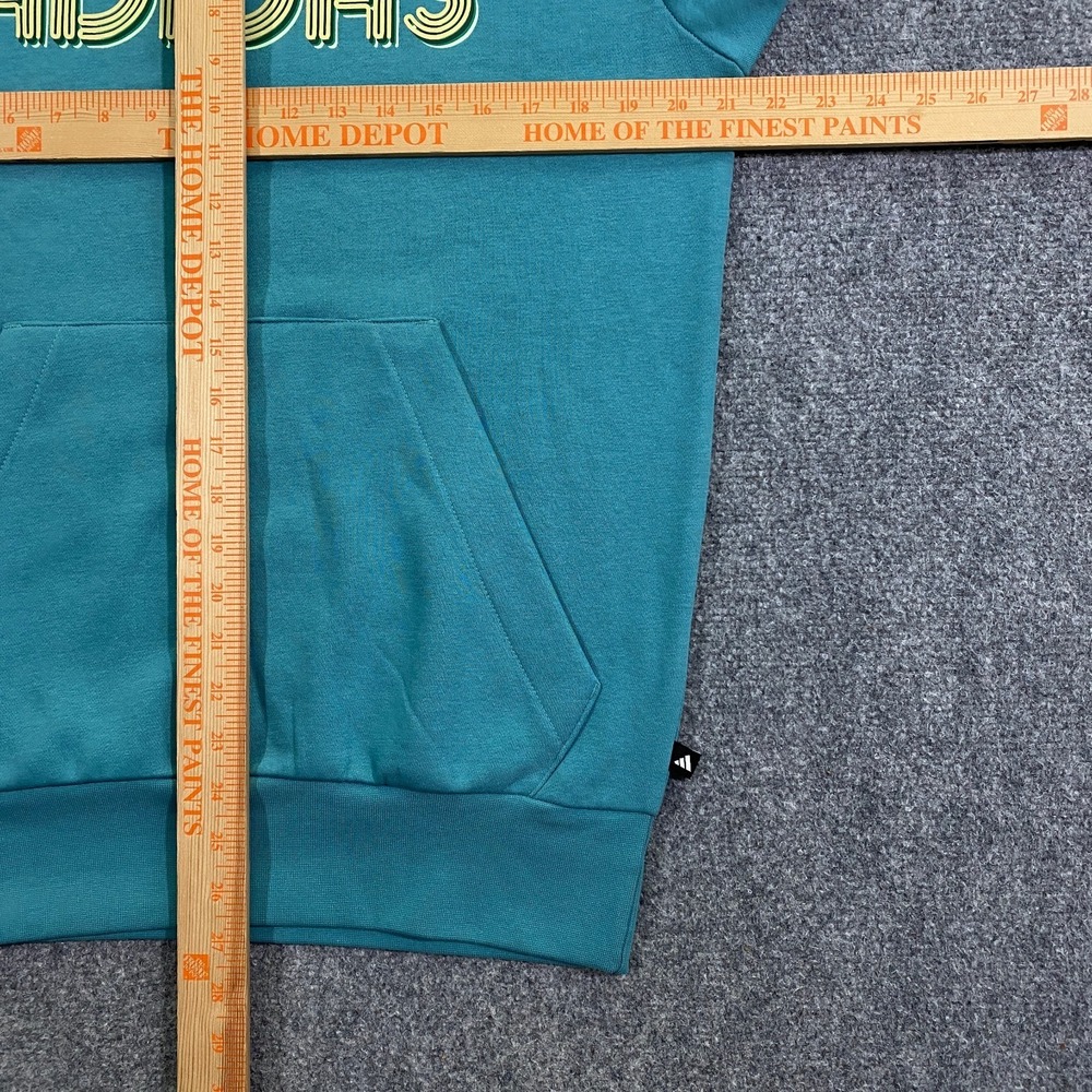Adidas 3D Retro 70s Striped Logo Hoodie Mens Small Powder Teal Disco Groovy NWT - Picture 11 of 16